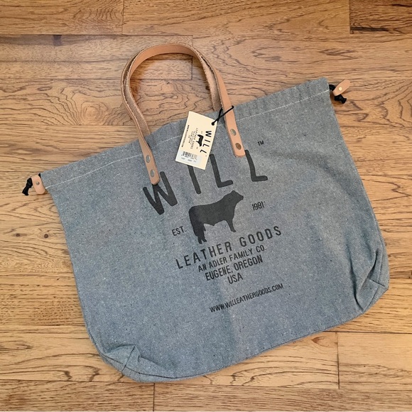 Will Leather Goods Gray/indigo tote - Picture 2 of 3